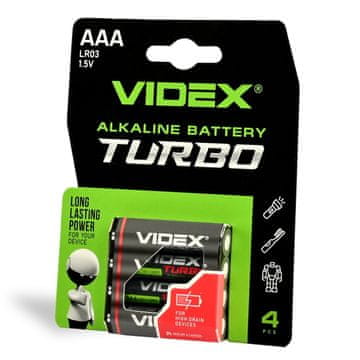VIDEX zmogljive alkalne baterije Videx AAA LR03 Turbo 1,5 V 1300 mAh