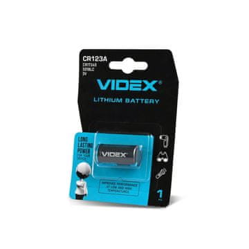 VIDEX 1 kos. Vzdržljiva zmogljiva litijeva baterija Videx CR CR123A 3V 1500mAh