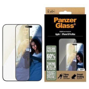 shumee Zaščitno steklo PanzerGlass EyeCare za iPhone 16 Pro Max 6,9" Ultra-Wide Fit 2868