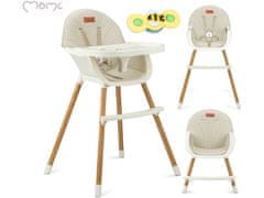 MoMi REKI stol za hranjenje, 3-v-1, bež