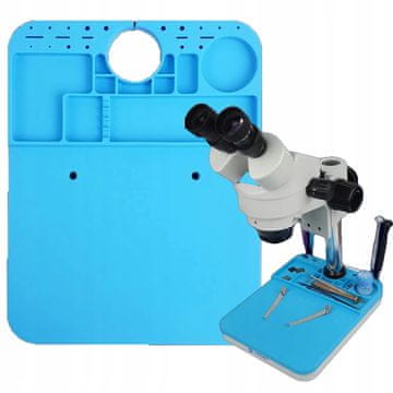 shumee Servisna podloga za živosrebrni mikroskop Rosfix | Silikon | Proti zdrsu | 500°C | 205×260×18 mm | Z delilniki in montažnim sistemom