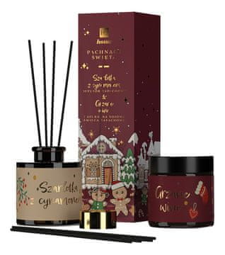shumee HISKIN Dišeči božični komplet za dom [Sveča 100 ml + Difuzor 80 ml] Rdeča