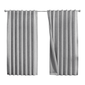 Nikcorp Zatemnitvene zavese blackout, 100% neprosojne, videz lana, sive, 106x158 cm, par (2 kosa), toplotna in zvočna izolacija