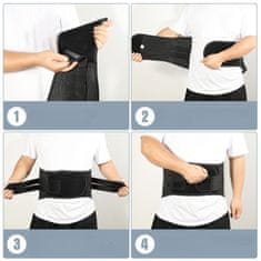 Nikcorp Ortopedski stabilizacijski ledveni pas za hrbtenico s 7 oporniki, zračen 3D material, dvojna nastavitev, obseg 119-145 cm