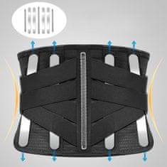 Nikcorp Ortopedski stabilizacijski ledveni pas za hrbtenico s 7 oporniki, zračen 3D material, dvojna nastavitev, obseg 119-145 cm