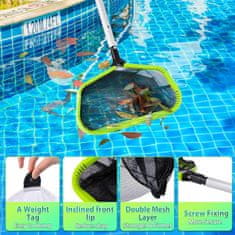 Nikcorp Mreža za čiščenje bazena globoka, dvoslojna najlonska vreča, aluminijast okvir, univerzalna pritrditev, 43,5x26 cm