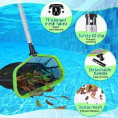 Nikcorp Mreža za čiščenje bazena globoka, dvoslojna najlonska vreča, aluminijast okvir, univerzalna pritrditev, 43,5x26 cm