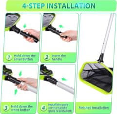 Nikcorp Mreža za čiščenje bazena globoka, dvoslojna najlonska vreča, aluminijast okvir, univerzalna pritrditev, 43,5x26 cm