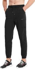 Nikcorp Moške cargo športne hlače za trening, bombažne elastične trenirke z žepi na zadrgo, primerne za tek in prosti čas, črne, velikost M