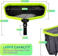 Nikcorp Mreža za čiščenje bazena globoka, dvoslojna najlonska vreča, aluminijast okvir, univerzalna pritrditev, 43,5x26 cm