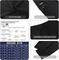 Nikcorp Moške cargo športne hlače za trening, bombažne elastične trenirke z žepi na zadrgo, primerne za tek in prosti čas, črne, velikost M