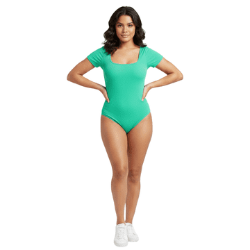 Nikcorp Žensko body za oblikovanje postave s kratkimi rokavi, učinek oblikovanja pasu in trebuha, material najlon, metino zeleno, M