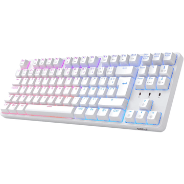 Nikcorp Mehanska igralna tipkovnica TKL, AZERTY razporeditev, Hot-Swap zamenljiva stikala, RGB osvetlitev, žična, bela barva