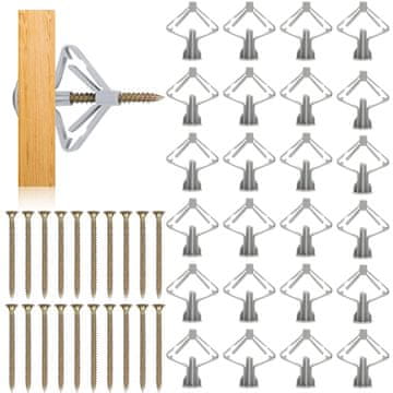 Nikcorp Metuljasti vložki za mavčne plošče 13x35 mm z vijaki iz nerjavečega jekla, komplet za suho gradnjo, 50 kosov (100 delni set)