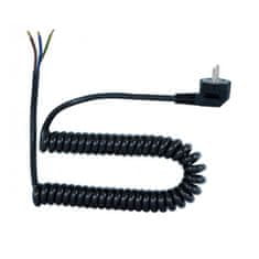 F-ELEKTRO Spiralni priključni kabel - kotni vtič 3x1,5 05VVH8-F črne barve - 5 m