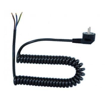 F-ELEKTRO Spiralni priključni kabel - kotni vtič 3x1,00 05VVH8-F črne barve - 3 m