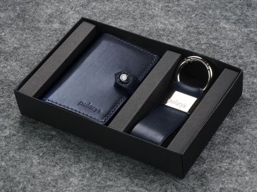 shumee Denarnica HIKER z obeskom za ključe iz usnja Nomad, temno modra