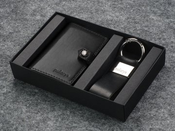 shumee Denarnica HIKER z obeskom za ključe iz usnja Nomad, črna