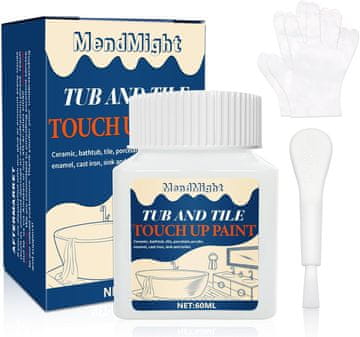 Nikcorp Emajl za popravilo kadi, ploščic in keramike, univerzalni set za obnovo, visoki sijaj, formula na vodni osnovi, bela, 60 ml