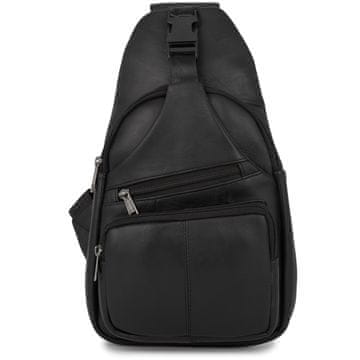 shumee Črna usnjena moška torba za čez ramo, modna, dvoprekatna