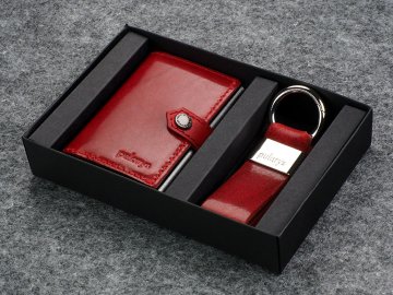 shumee Denarnica HIKER z obeskom za ključe iz usnja Nomad, rdeča