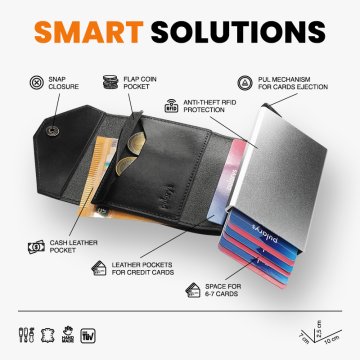 shumee Denarnica PORTER Go iz rastlinsko strojenega nomadskega usnja, črna