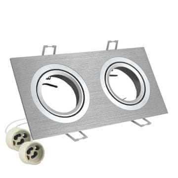 shumee Dvojna kvadratna aluminijasta svetilka SOUTH OPAL, brušena srebrna - 302151
