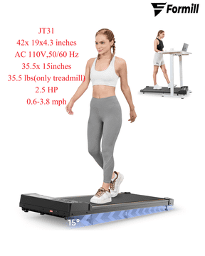 ISCOOTER FORMILL JT31 tekalna steza za pod mizo – tih motor z močjo 2,5 KM, naklon 15°, samonastavljiva tekalna steza, kompaktna zasnova