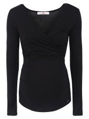 shumee Črna nosečniška bluza z dolgimi rokavi in potiskom do trebuha