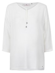 shumee Ženska ecru nosečniška bluza s 3/4 rokavi in potiskom za nosečnice