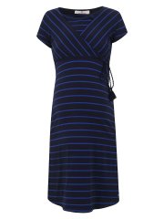 shumee Ženska temno modra obleka za nosečnice in dojenje Bellybutton Maternity