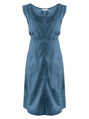 shumee Ženska jeans midi obleka z naramnicami za nosečnice
