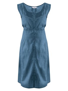 shumee Ženska jeans midi obleka z naramnicami za nosečnice