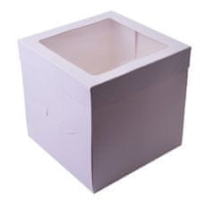 Škatla za torto 30x30x20cm VISOKA bela z oknom