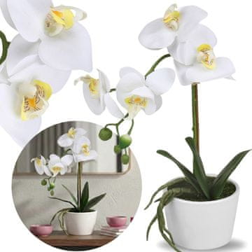 sarcia.eu Umetna orhideja, bela orhideja v loncu, realistična, dekorativna PREMIUM cvet 30 cm
