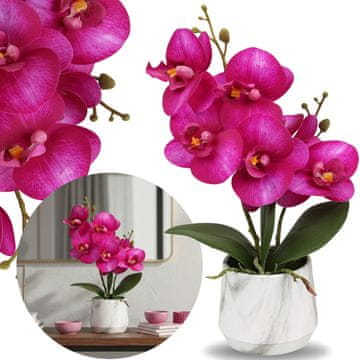 sarcia.eu Umetna orhideja, roza orhideja v loncu, realistična, dekorativna PREMIUM cvet 28 cm