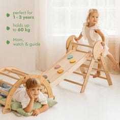 GOODEVAS 5-v-1 Montessori plezalni komplet: notranji plezalni trikotnik, plezalni lok z blazinami in tobogan za otroke, notranje igrišče za otroke od 1 do 3 let