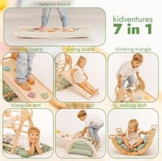 GOODEVAS 5-v-1 Montessori plezalni komplet: notranji plezalni trikotnik, plezalni lok z blazinami in tobogan za otroke, notranje igrišče za otroke od 1 do 3 let