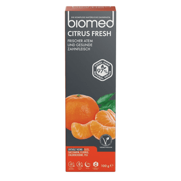 shumee Biomed Citrus Fresh osvežilna zobna pasta z vonjem citrusov brez fluorida 100 g