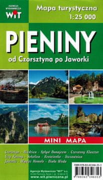 shumee Pienine: od Czorsztyna do Jaworki. Plastificiran mini turistični zemljevid. WiT