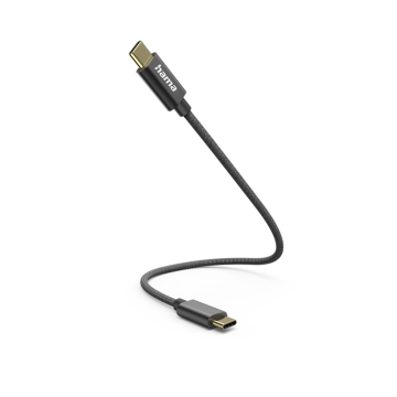 Hama Kabel USB-C 2.0 tipa C-C 0,2 m, pleten, črn
