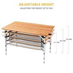 shumee KING CAMP Bambusova kamping miza 100 x 65 cm