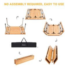 shumee KING CAMP Bambusova kamping miza 100 x 65 cm