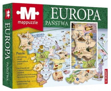 shumee Evropa - države. Politični zemljevid. Uganka. Demart