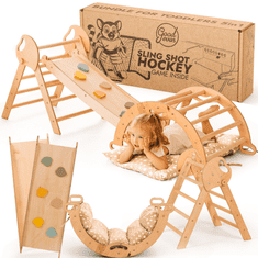GOODEVAS 5-v-1 Montessori plezalni komplet: notranji plezalni trikotnik, plezalni lok z blazinami in tobogan za otroke, notranje igrišče za otroke od 1 do 3 let