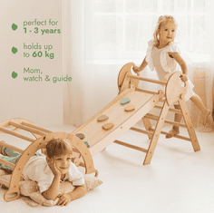 GOODEVAS 5-v-1 Montessori plezalni komplet: notranji plezalni trikotnik, plezalni lok z blazinami in tobogan za otroke, notranje igrišče za otroke od 1 do 3 let