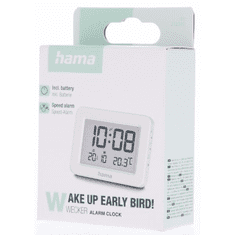 Hama Kos, digitalna budilka z datumom in temperaturo, bela