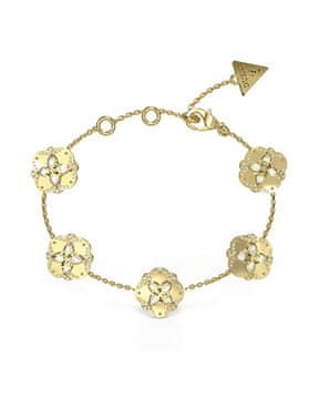 Guess Očarljiva pozlačena zapestnica z motivom divjega cvetja JUBB05501JWYGS