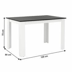 KONDELA Jedilna miza Kraz 120x80 cm - bela/črna