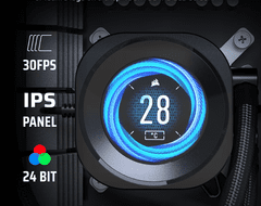 Corsair NAUTILUS vodno hlajenje za procesor, LCD, 2x 120 mm RS ventilator, PWM, črni (CW-9061031-WW)